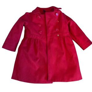 Baby Gap Vintage Red Trench Coat 3 years Double-Breasted Long Jacket